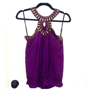 Bebe Purple Bejeweled Top